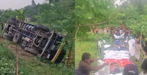 টাঙ্গাইলে যমুনা সেতুর পূর্বপাড়ে ট্রাক উল্টে নিহত ১৫
